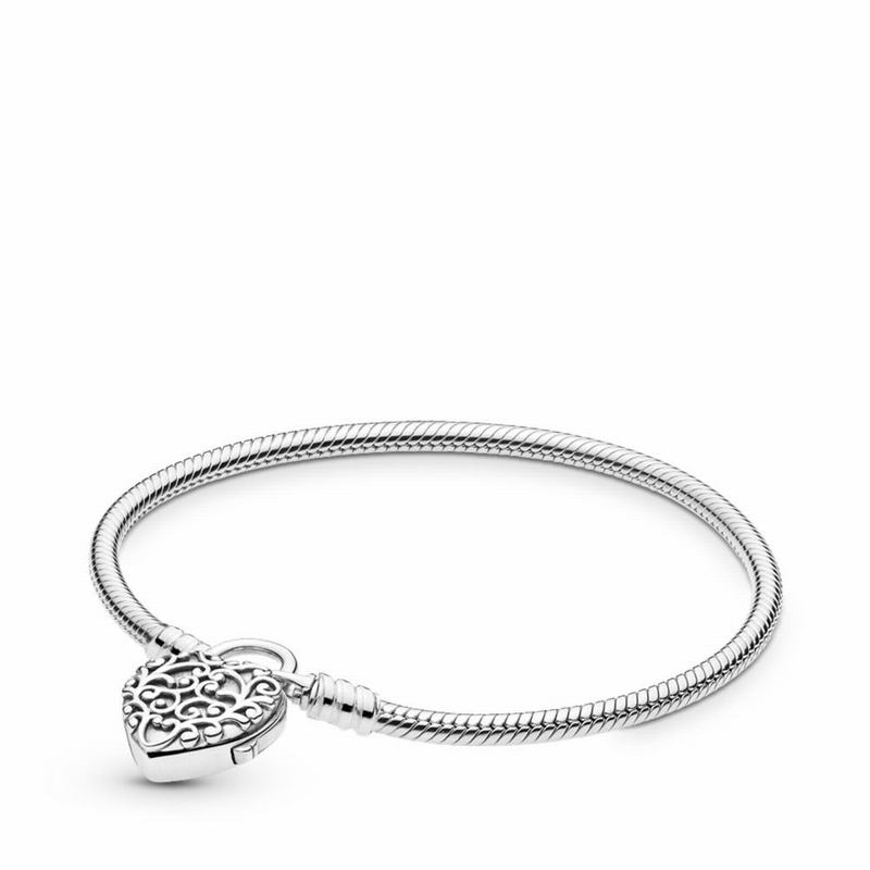 Pandora Smooth Padlock Bracelet - Sterling Silver - Canada | GY5516QZ